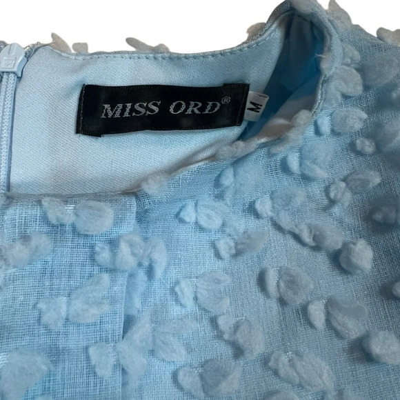 Miss Ord Light Blue Ruffle Mini Dress – Size M – Elegant and Whimsical - Picture 8 of 11